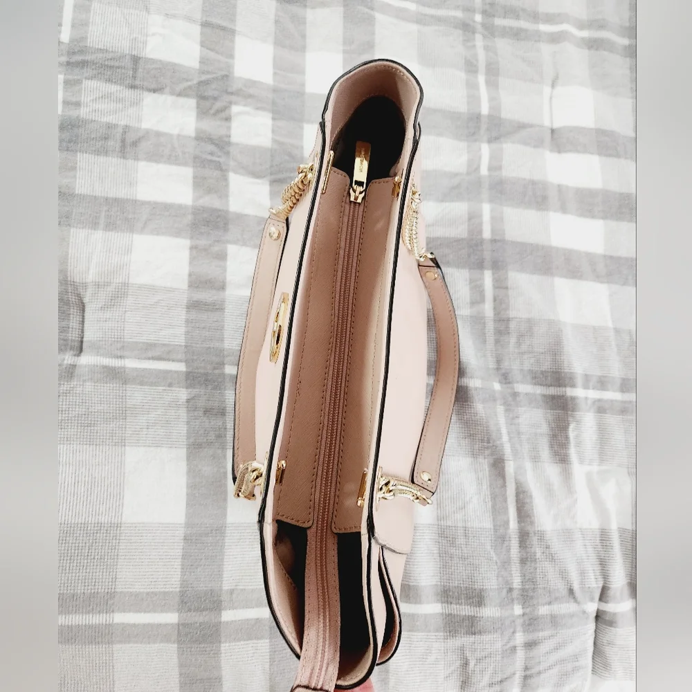 MICHAEL KORS Jet Set Travel Leather Ballet Blush LG Chain Shoulder Tote Bag